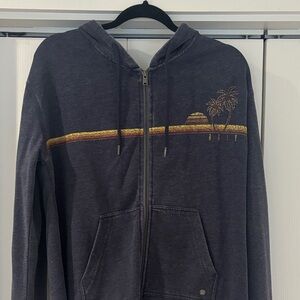 Women’s Gray Zip-Up Hoodie with Sunset Design